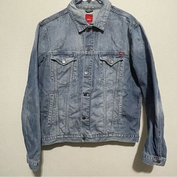 S.Oliver Men’s Jean Denim Jacket Size Large in Medium Wash w/ Pockets - Picture 1 of 9